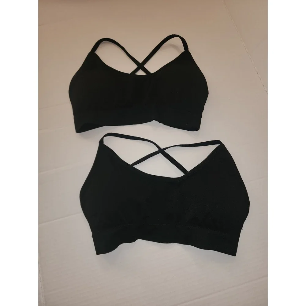 Set of 2 Race Back Women's Sports Bra Black Size Large New Without Tags